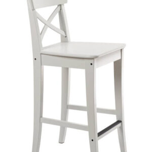 Handmade wooden chair made of solid oak, isolated on a white background