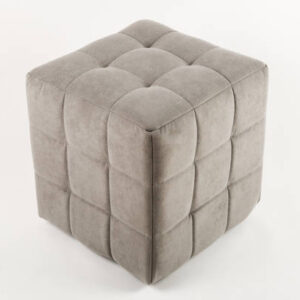 Soft beige pouf on a white background.
